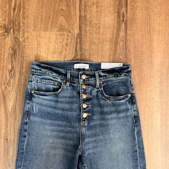NEW Loft Fresh Cut High Rise Straight Jeans Raw Hem Sz 8 - Picture 3 of 12